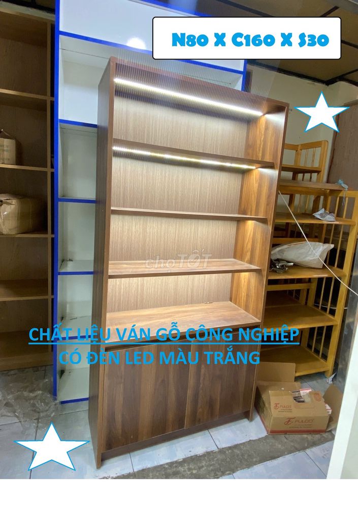 KỆ SÁCH; KỆ TRƯNG BÀY 80X160X30CM MÀU NÂU ĐỎ. Mua bán Tủ, kệ gia đình tại Quận Tân Bình Tp Hồ Chí Minh được đăng bởi Nội Thất Bàn Tủ Kệ Cửa Hàng Và Văn Phòng hình 1