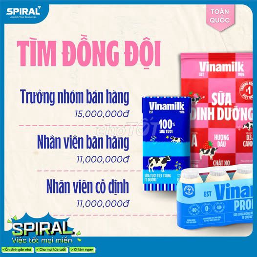 [Vĩnh Long]Vinamilk tuyển dụng nhân viên bán hàng