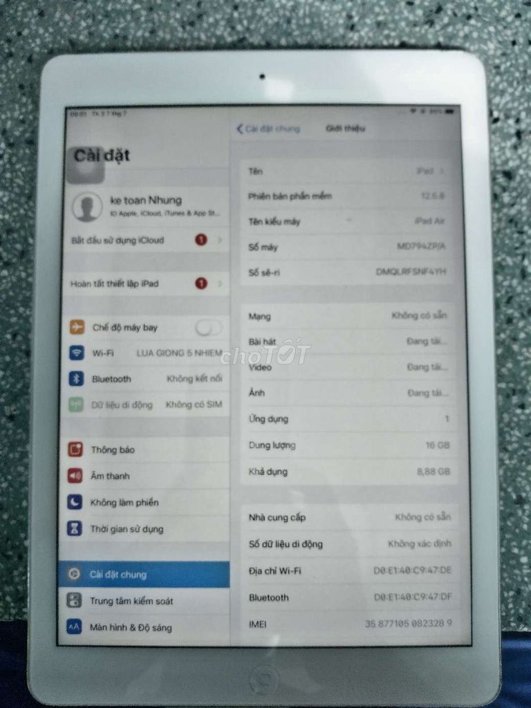 iPad Air 1 có sim 16GB không icloud. Mua bán Máy tính bảng tại Thành phố Mỹ Tho Tiền Giang được đăng bởi Hưng hình 1