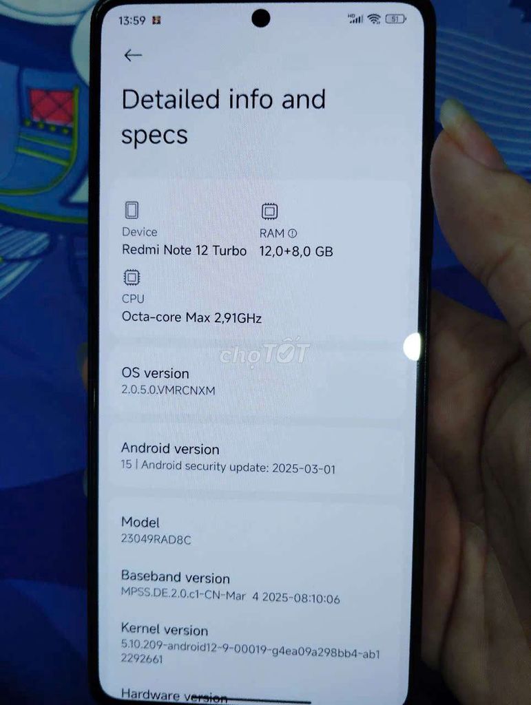 Xiaomi Redmi Note 12 Turbo 256GB, bán kèm sạc 67w. Mua bán Điện thoại tại Huyện Thới Lai Cần Thơ được đăng bởi Chương Văn hình 4