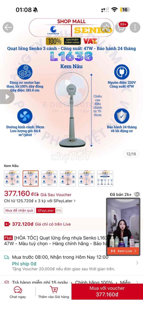 Quạt senko. Mua bán Quạt tại Quận 7 Tp Hồ Chí Minh được đăng bởi Mỹ Duyên hình 1