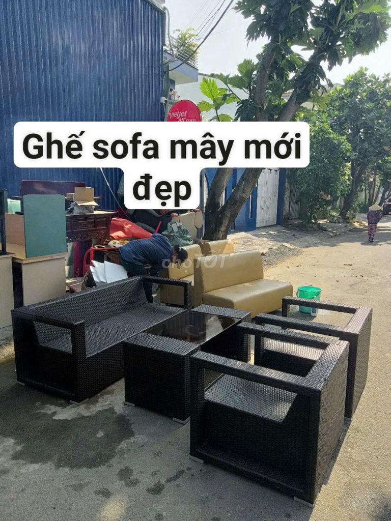 Thanh lý bộ sofa nhưa giả mây đẹp như mới