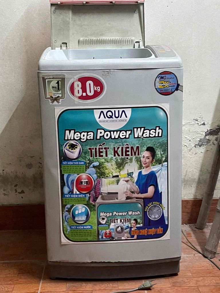 Máy giặt Aqua 8.0kg cửa trên cần bán gấp. Mua bán Máy giặt tại Huyện Hoài Đức Hà Nội được đăng bởi Ninh hình 1