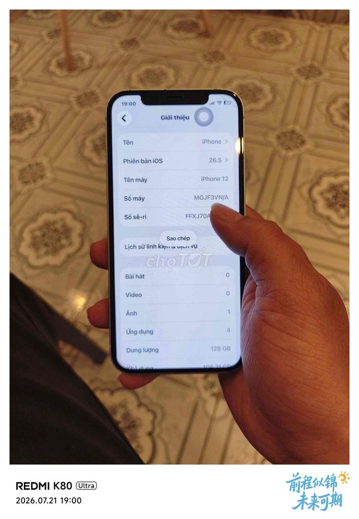 iPhone 12 128GB Việt Nam Đã sử dụng. Mua bán Điện thoại tại Huyện Châu Thành Tiền Giang được đăng bởi CR7 hình 1