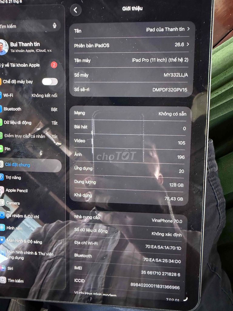 Apple iPad Pro (11 inch) 2020 128GB Xám. Mua bán Máy tính bảng tại Quận Bình Thuỷ Cần Thơ được đăng bởi Thanh Tin  hình 1
