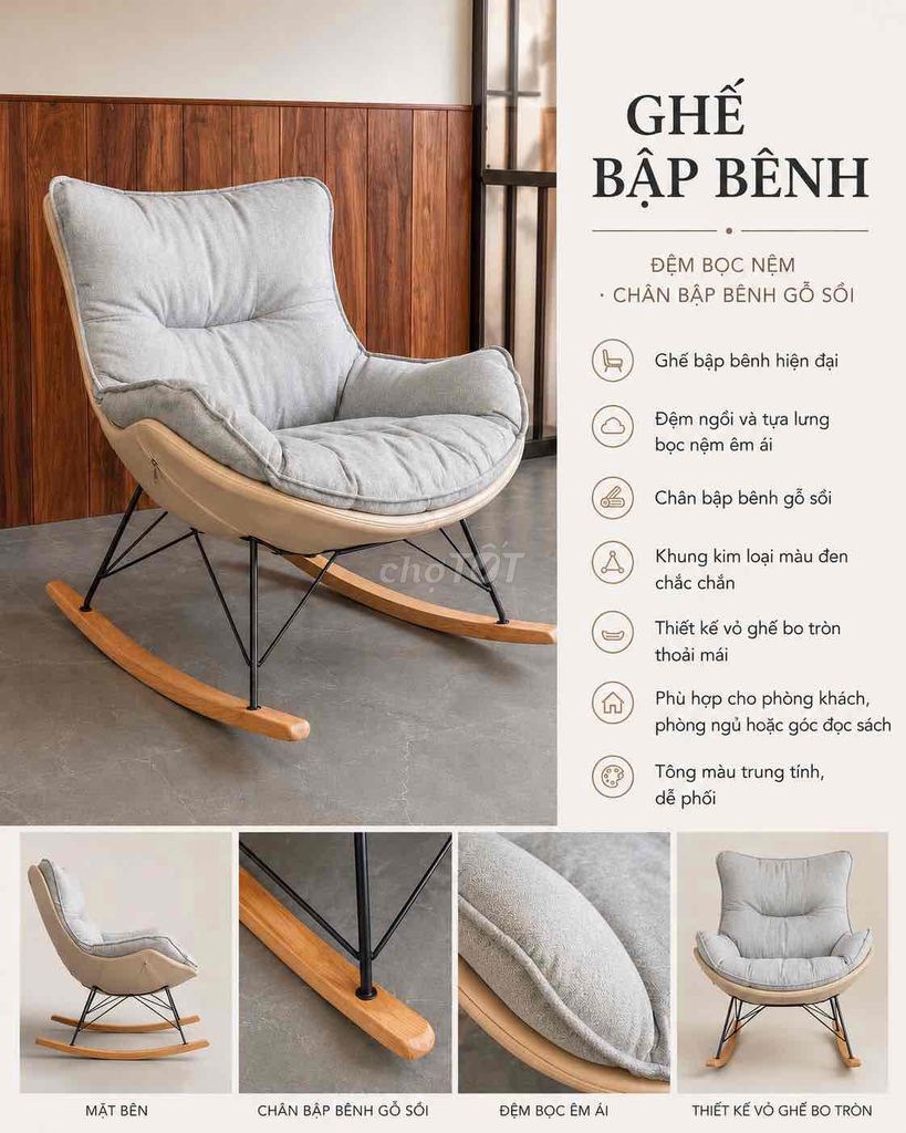 Ghế bập bênh Gỗ sồi Kim loại Hiện đại. Mua bán Bàn ghế tại Thành phố Hội An Quảng Nam được đăng bởi Mathias Schoenknecht  hình 1