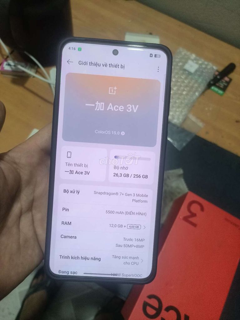 One plus ACE 3V 12-256 fullbox chíp mạnh