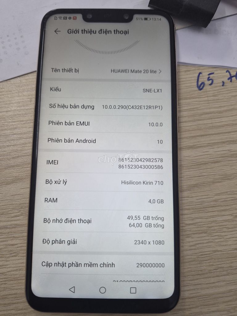 Huawei Mate 20 Lite 4GB/64GB Vàng. Mua bán Điện thoại tại Quận Bình Thạnh Tp Hồ Chí Minh được đăng bởi ngoc khoi hình 1