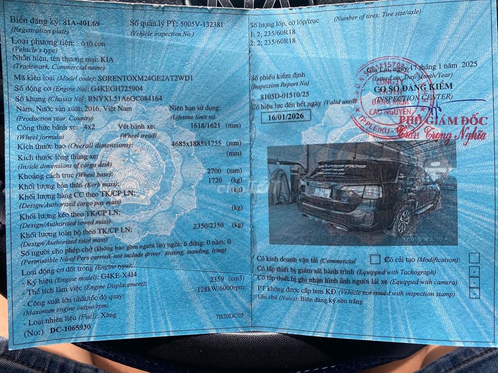 Kia Sorento 2016 GATH - 94000 km. Mua bán Ô tô tại Thành phố Pleiku Gia Lai được đăng bởi nhan nguyen hình 20