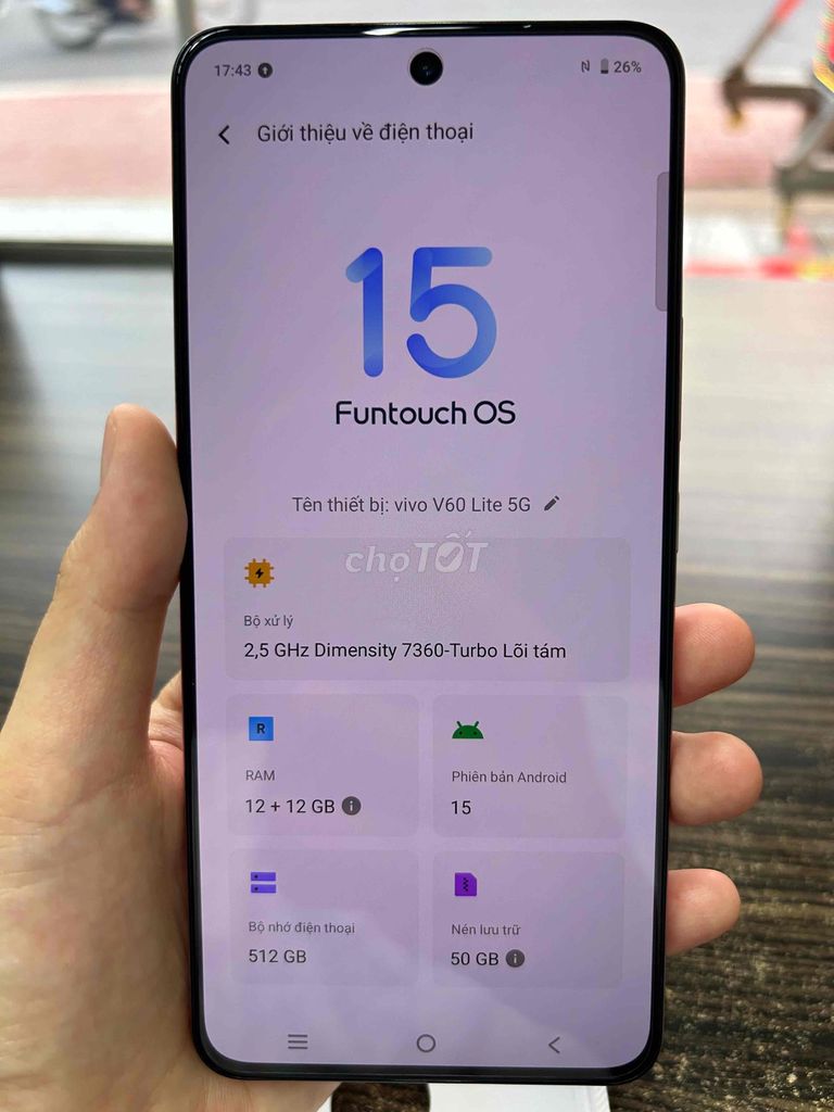 Vivo V60 Lite 5G Ram 12GB/512GB Hồng FULLBOX MỚI. Mua bán Điện thoại tại Huyện Củ Chi Tp Hồ Chí Minh được đăng bởi Nguyễn Trang hình 1