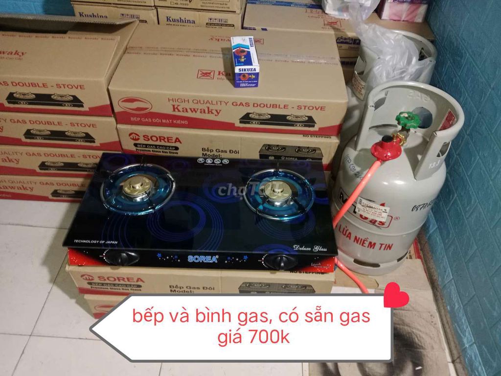 Bếp và bình gas có sẵn gas_ giá 700k