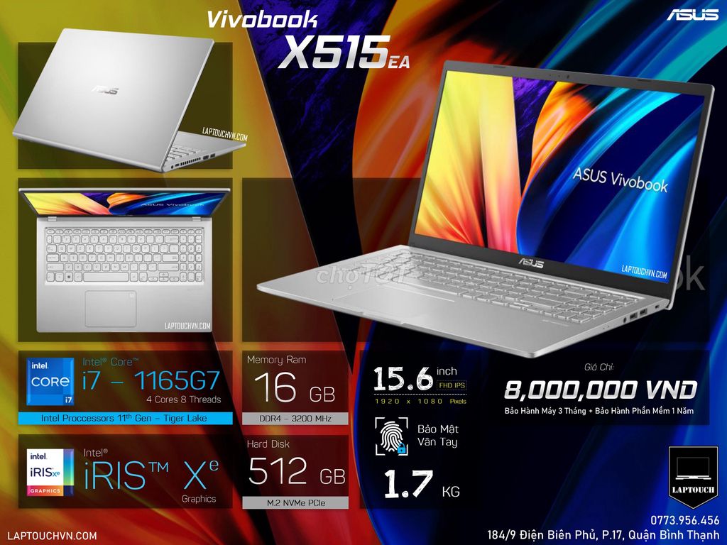 Asus Vivobook X515ea - Cool Silver. Mua bán Laptop tại Quận Bình Thạnh Tp Hồ Chí Minh được đăng bởi Cửa Hàng Máy Tính Laptouch VN hình 1