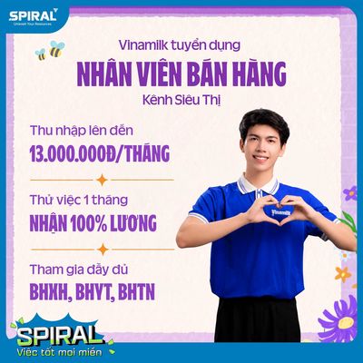 [NAM ĐỊNH] NHÂN VIÊN BÁN HÀNG SIÊU THỊ  VINAMILK 