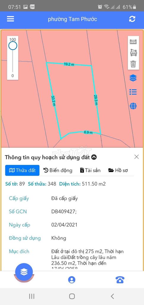 ĐẤT QH SKC CÓ 1500m2 thổ cư. tại Tam Phước. Biên Hoà
