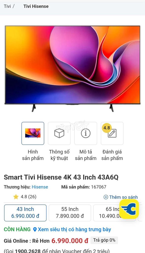 Tivi 4k 43 inch đời 2025 full thùng bh 21 tháng. Mua bán Tivi, Âm thanh tại Quận Ninh Kiều Cần Thơ được đăng bởi Luật Nguyễn hình 1