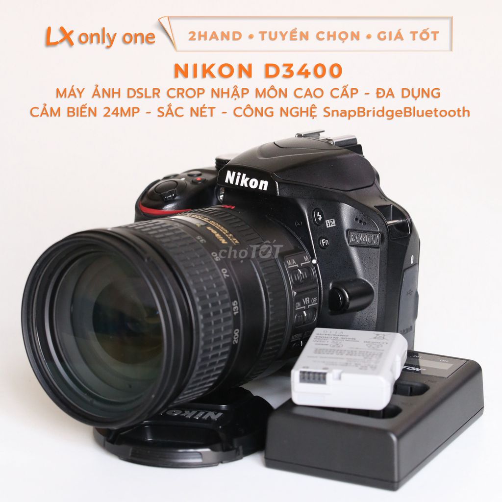 Máy ảnh Nikon D3400 + Lens NIKKOR 18-200/F3.5-5.6G. Mua bán Máy ảnh, Máy quay tại Quận Bình Tân Tp Hồ Chí Minh được đăng bởi Trust Only hình 1