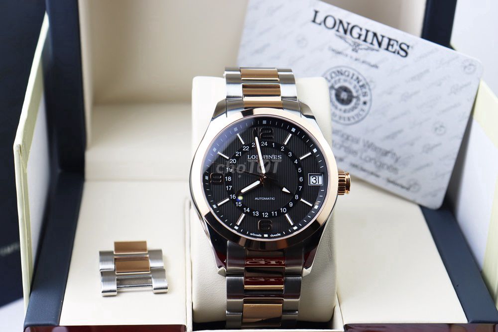 Longines Conquest GMT Vàng Hồng 18K Size 42 Fulbox