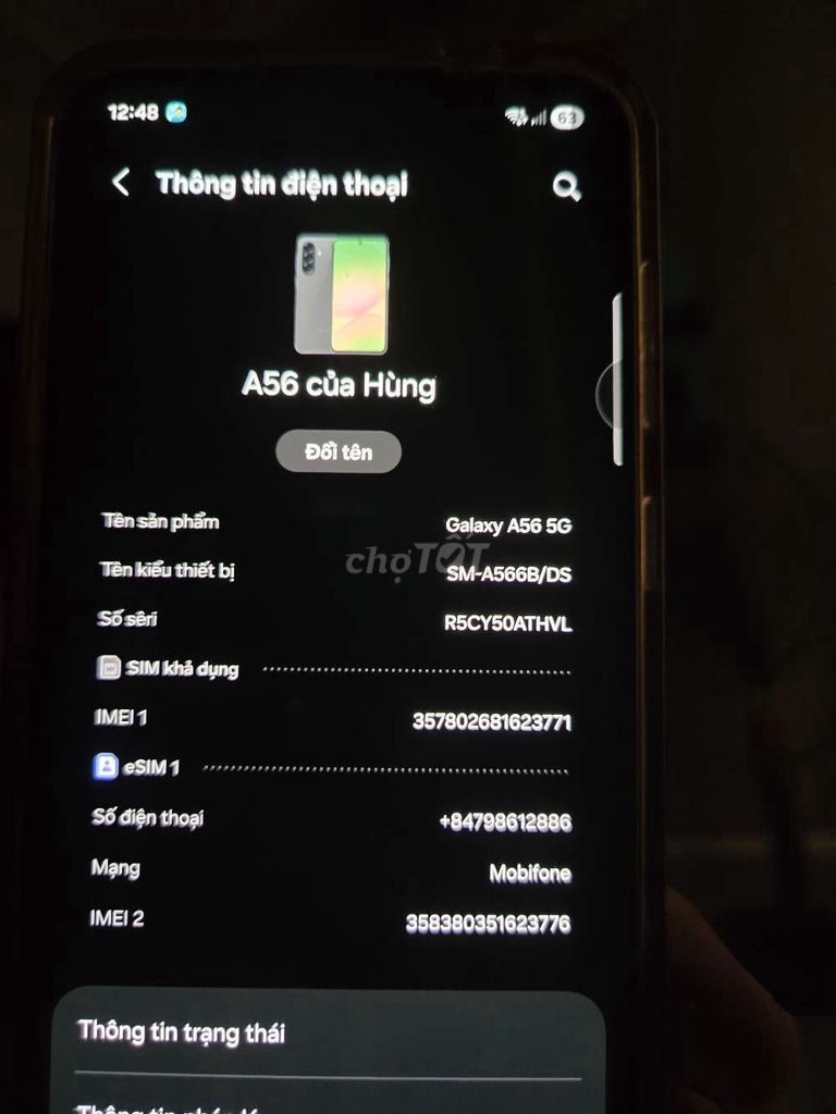 Samsung A56 Xám Đã sử dụng. Mua bán Điện thoại tại Quận Hà Đông Hà Nội được đăng bởi Hùng hình 1