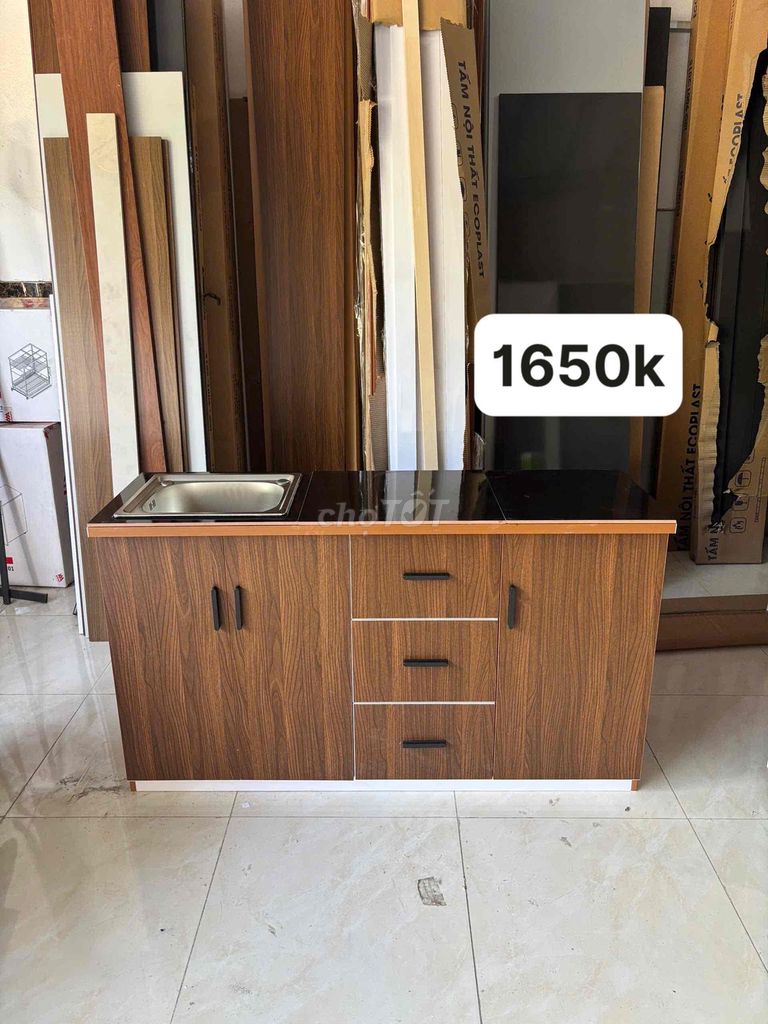 Tủ bếp Nhựa Đài Loan Vân gỗ 1m40 💥💥. Mua bán Tủ, kệ gia đình tại Quận 3 Tp Hồ Chí Minh được đăng bởi Nội Thất Giá Xưởng hình 1