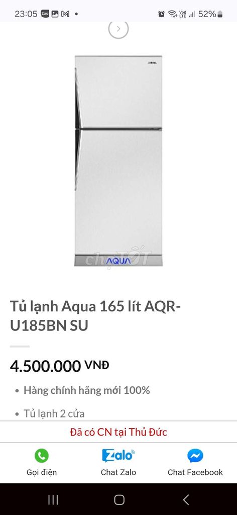 Tủ Lạnh AQUA 165L Còn Mới Tốt ÊM