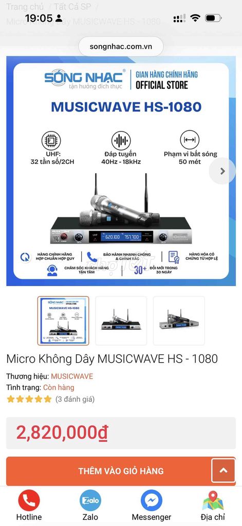 Micro không dây MUSICWAVE HS-1080 Đen. Mua bán Tivi, Âm thanh tại Quận 6 Tp Hồ Chí Minh được đăng bởi Hưng hình 1