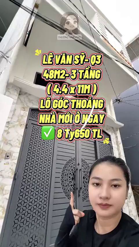 Bán Nhà Lô Góc Lê Văn Sỹ Quận 3 48m2 3 Tầng