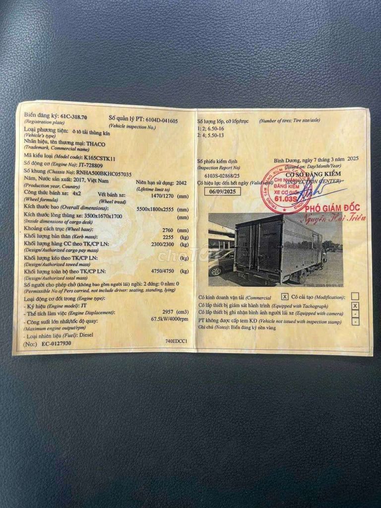 Bán gấp kia 2.4 tấn đời 2017 thùng kín 3m5. Mua bán Xe tải, xe ben tại Thành phố Thuận An Bình Dương được đăng bởi Hồ Xe Tải hình 8