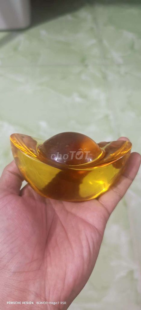 Cục chặn giấy Kim Nguyên Bảo Pha lê Vàng 11cm. Mua bán Đồ sưu tầm, đồ cổ tại Thành phố Châu Đốc An Giang được đăng bởi Jack hình 1