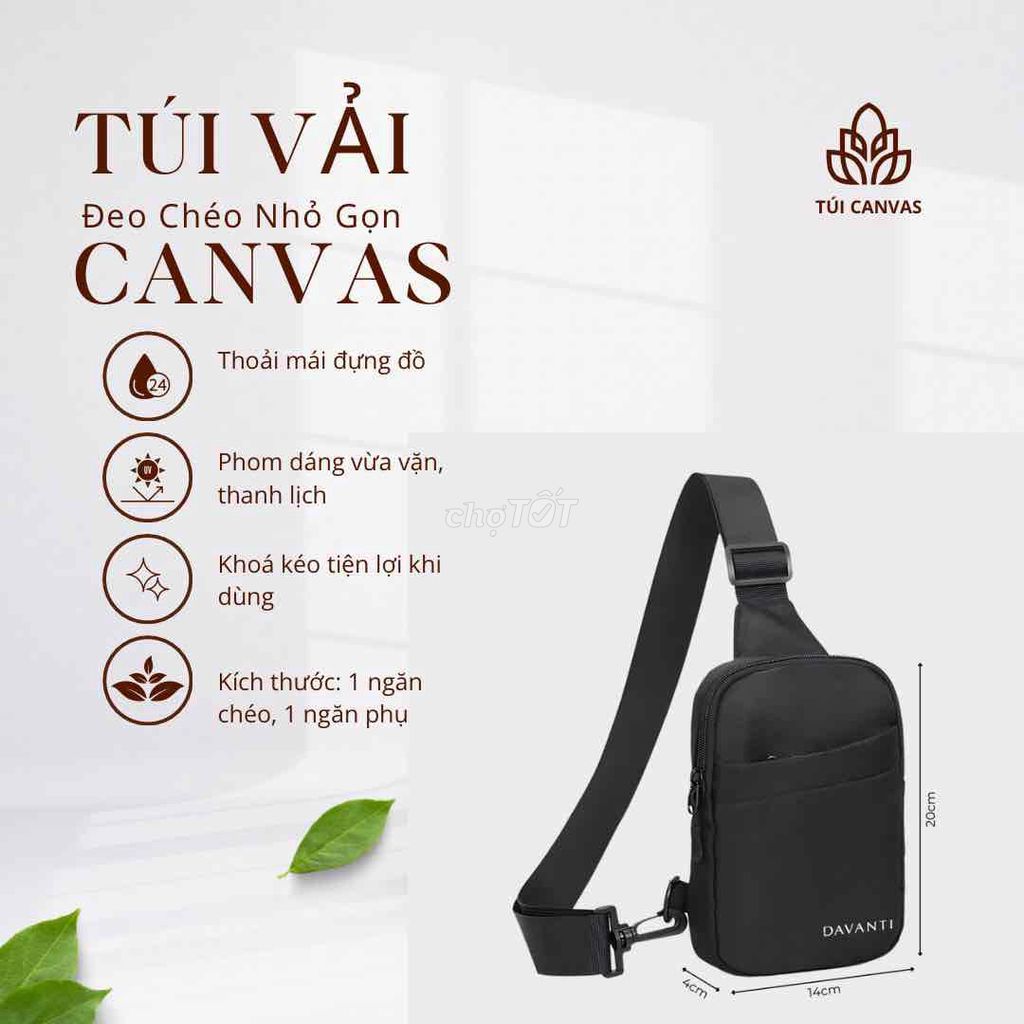 Túi Vải Canvas Đeo Chéo Nhỏ Gọn Năng Động DV305