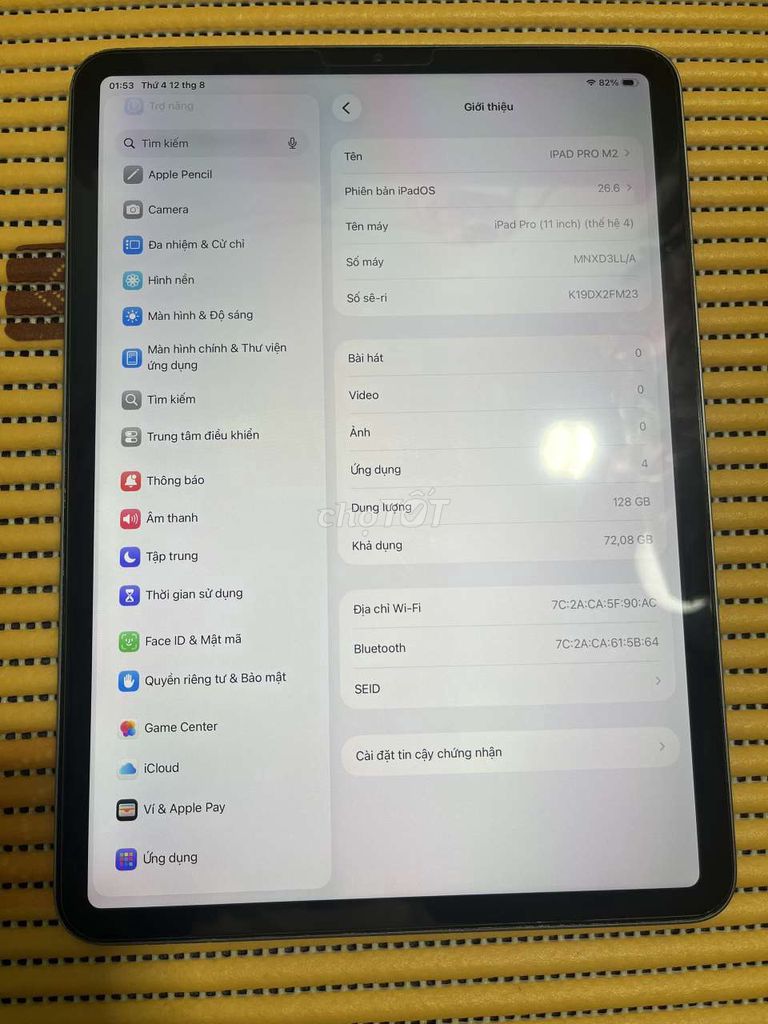Apple iPad Pro M2 Wifi 11 inch Xám. Mua bán Máy tính bảng tại Quận Ninh Kiều Cần Thơ được đăng bởi Minh An Ipad hình 1