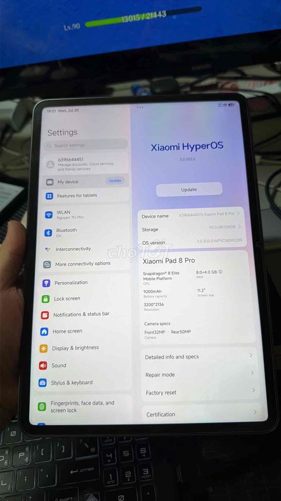 Xiaomi Pad 8 Pro 11.2 inch 8GB/128GB Like New. Mua bán Máy tính bảng tại Huyện Đông Anh Hà Nội được đăng bởi Hải Huyen hình 1