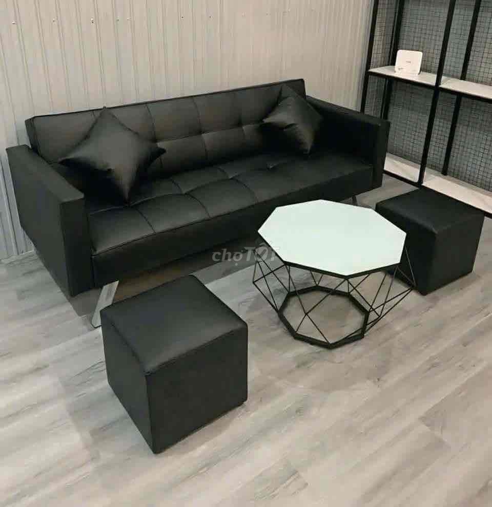 Combo sofa bed da có tay kèm bàn màu nâu. Mua bán Bàn ghế tại Quận Bình Thuỷ Cần Thơ được đăng bởi Quỳnh  hình 1