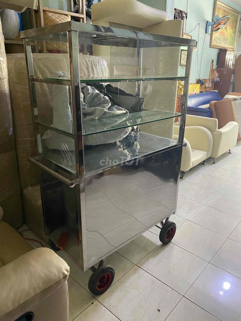 Xe bán hàng ăn Inox Kính Bạc 1m x 50cm x 1m6. Mua bán Đồ chuyên dụng, Giống nuôi trồng tại Huyện Nhà Bè Tp Hồ Chí Minh được đăng bởi nguyễn thi vân hình 1