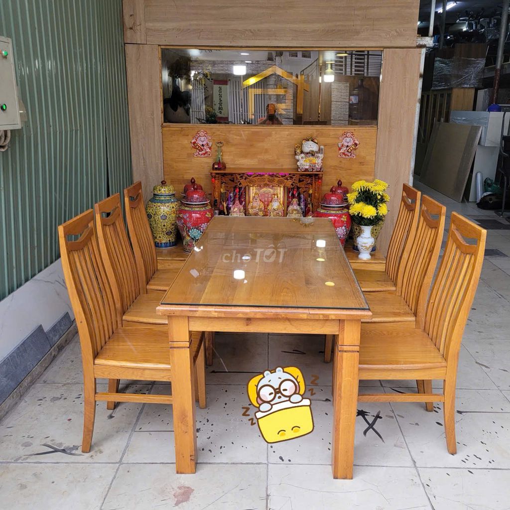 Bộ bàn ăn gỗ tự nhiên mặt đá 6 người hiện đại. Mua bán Bàn ghế tại Quận 12 Tp Hồ Chí Minh được đăng bởi Thanh lý Phú Cường hình 1