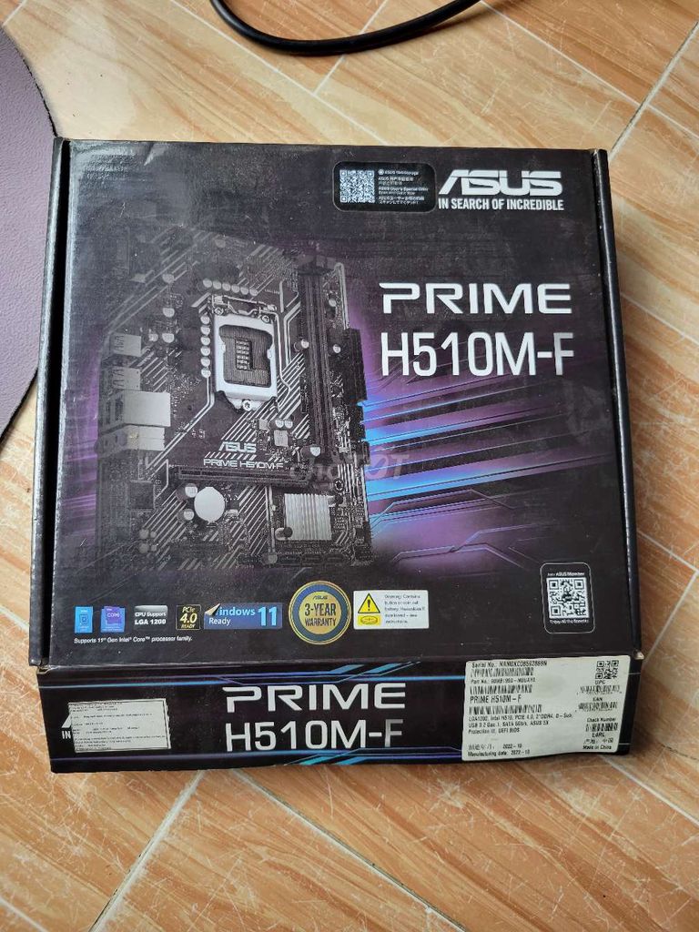 SẴN COMBO ASUS H510M-F + I3 10100F GIÁ 2050K BH7N