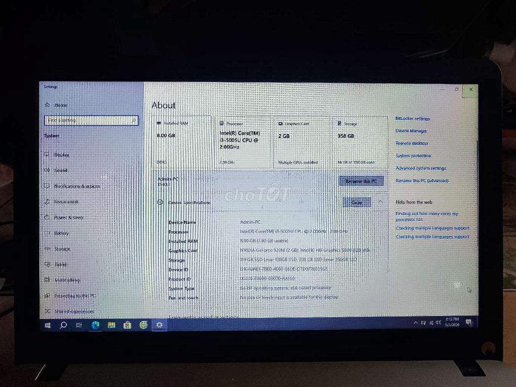 Asus i3-5005U 8GB/384GB Đen, Vàng đồng. Mua bán Laptop tại Thành phố Thủ Đức Tp Hồ Chí Minh được đăng bởi Phong hình 1