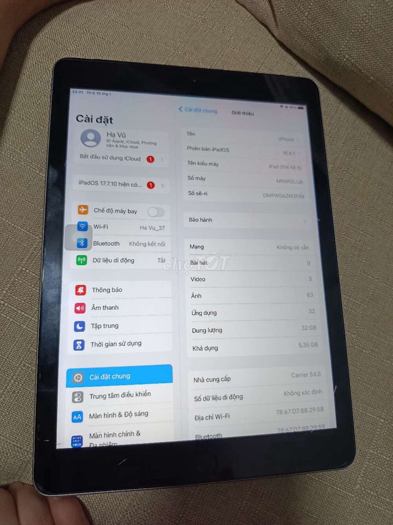 Apple iPad 6 Wifi + 4G 32GB Xám. Mua bán Máy tính bảng tại Thành phố Thuận An Bình Dương được đăng bởi No One Else hình 1