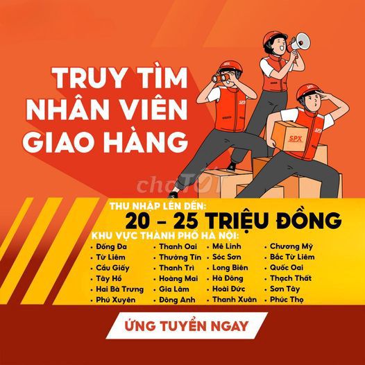 TUYỂN SHIPPER GIAO HÀNG TRONG KHU VỰC NHÂN CHÍNH