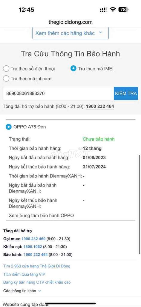 oppo A78 5g 8/256g tgdd