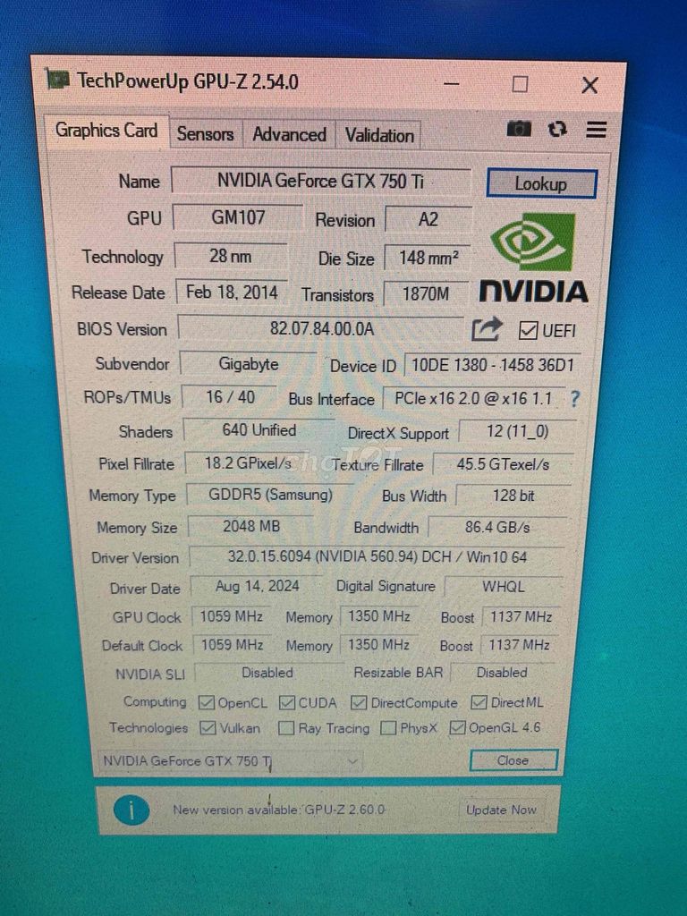 Card màn hình gigabyte gtx 750ti bao ngon giá thơm