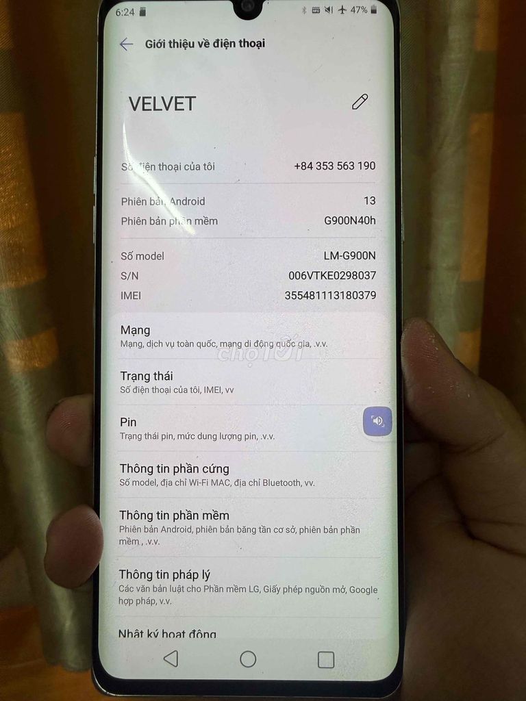 LG Velvet Trắng Đã qua sử dụng. Mua bán Điện thoại tại Quận 12 Tp Hồ Chí Minh được đăng bởi Bán IPhone Trả góp bao nợ xấu  hình 1