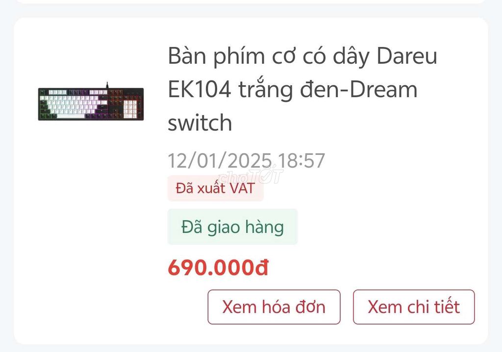 Bàn phím cơ có dây Dareu EK104 Dream switch