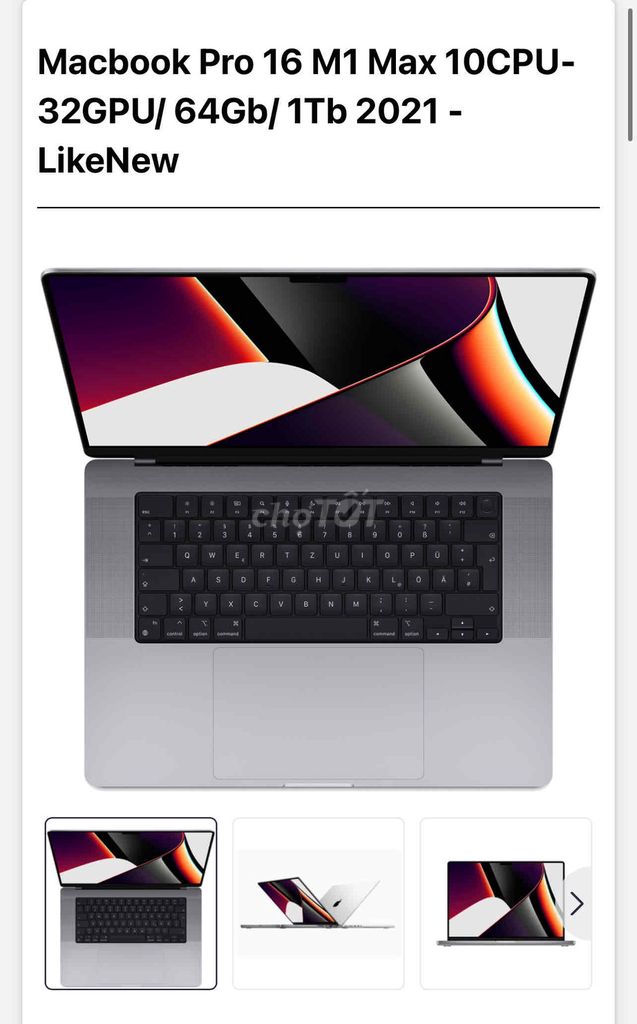 Apple Macbook Pro 16 M1 Max 64GB/1TB LikeNew. Mua bán Laptop tại Quận 12 Tp Hồ Chí Minh được đăng bởi Thanh Sang hình 1