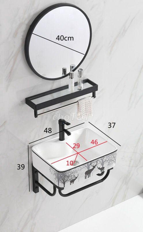 Chậu rửa mặt treo tường 48x37cm. Mua bán Thiết bị vệ sinh, nhà tắm tại Quận Ba Đình Hà Nội được đăng bởi Trần Phú hình 1