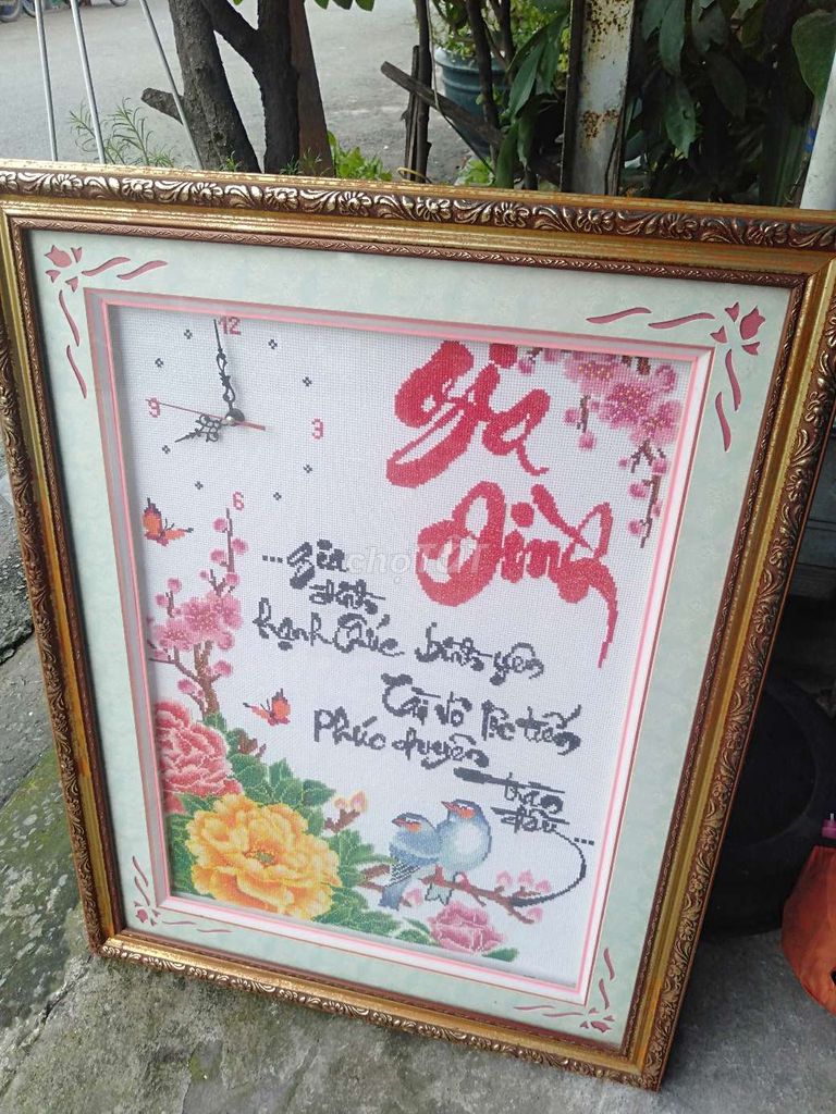 Tranh thêu thư pháp chữ gia đình