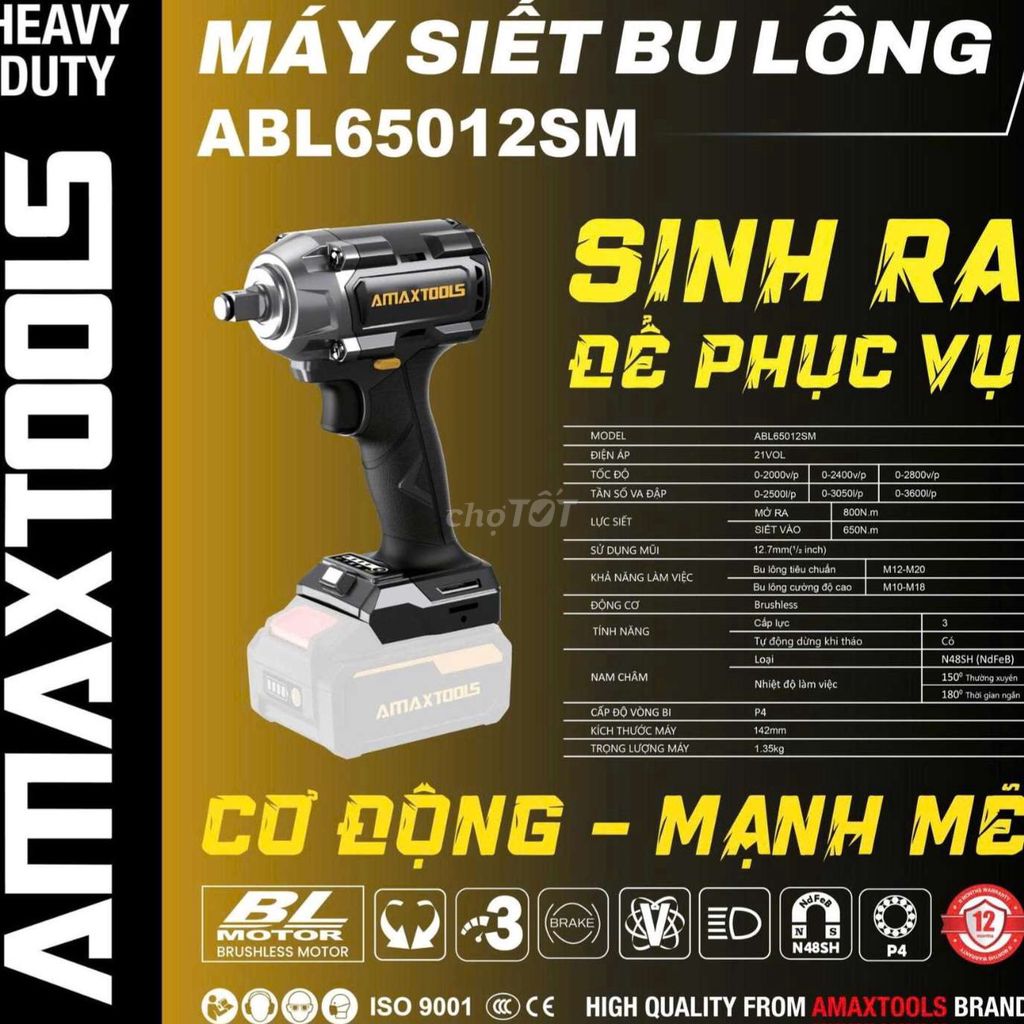Máy siết bu lông AMAXTOOLS ABL65012SM Đen. Mua bán Đồ chuyên dụng, Giống nuôi trồng tại Huyện Châu Thành Hậu Giang được đăng bởi Duy Nguyễn Cái Răng hình 1