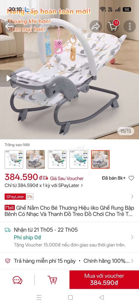 Ghế rung bập bênh iiko Trắng sao. Mua bán Mẹ và bé tại Huyện Ba Tri Bến Tre được đăng bởi Le Thi Thanh Thao hình 1