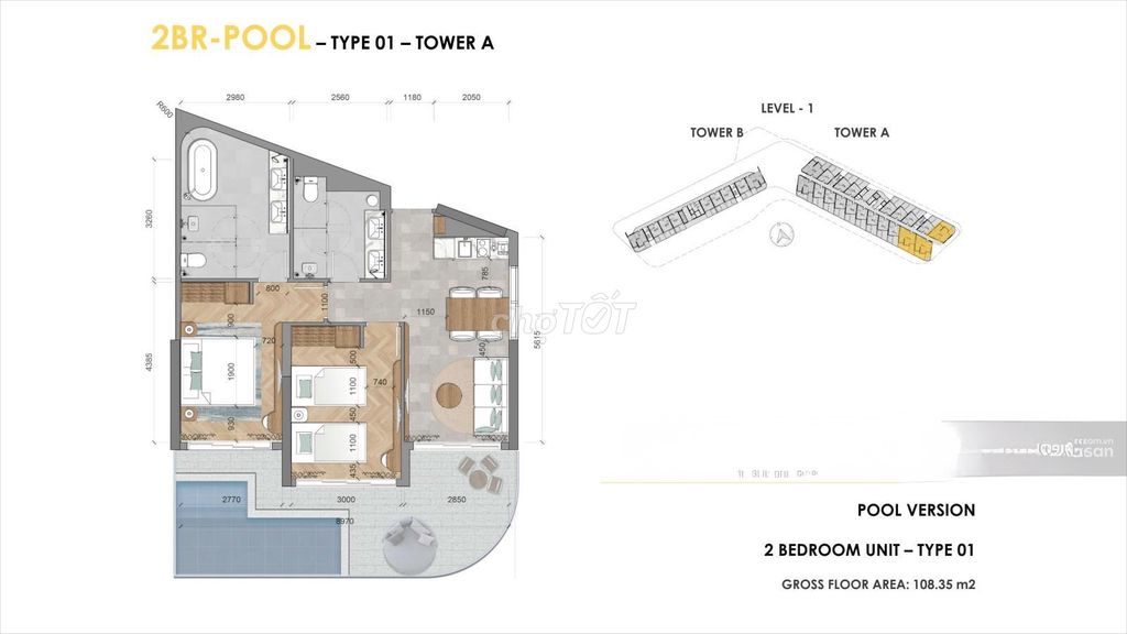 Bán căn hộ Ixora Hồ Tràm 2PN, 109.5m2, có hồ bơi riêng
