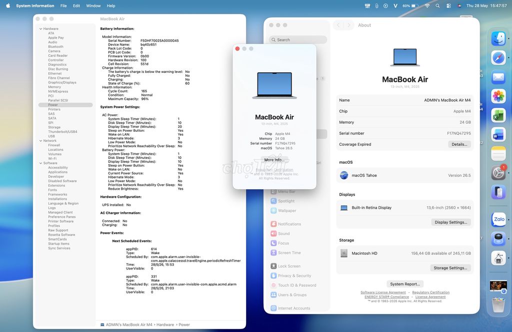 Apple Macbook Air M4 13 inch 24GB/256GB 99%. Mua bán Laptop tại Quận Hai Bà Trưng Hà Nội được đăng bởi Hoang Duong hình 1