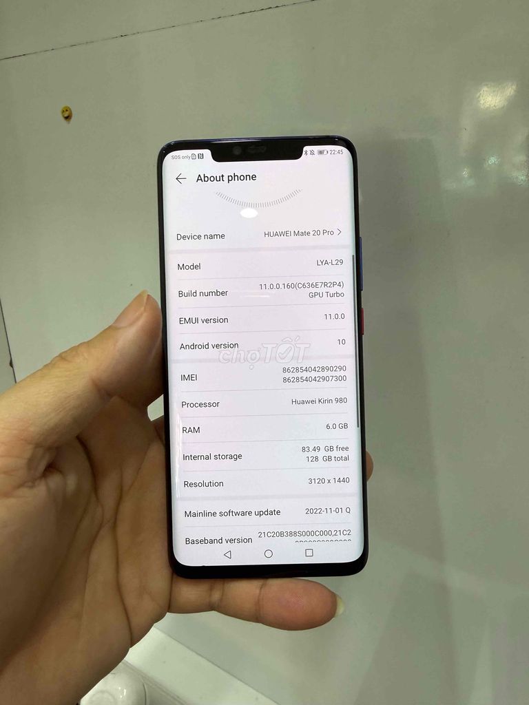 Huawei Mate 20 Pro 128GB Xanh. Mua bán Điện thoại tại Quận Phú Nhuận Tp Hồ Chí Minh được đăng bởi hoang anh 255 hình 1